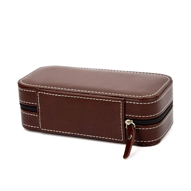 2 SLot Brown Leather Watch Box Premium Quality